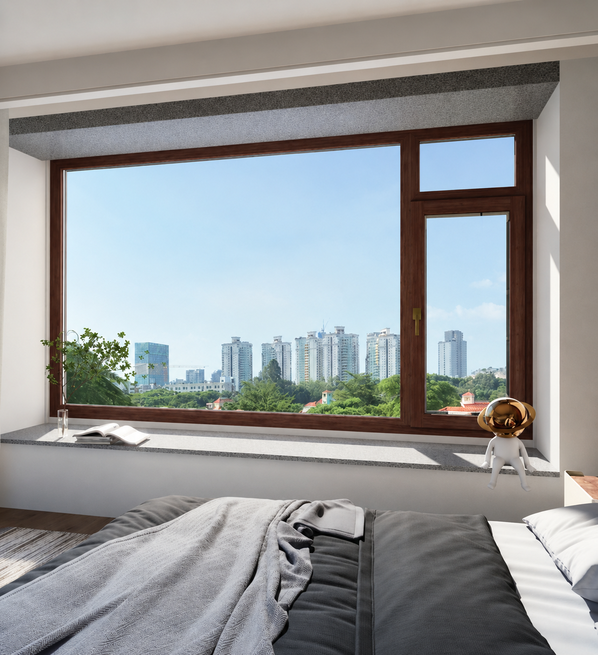 Cửa sổ gỗ bọc nhôm HA87